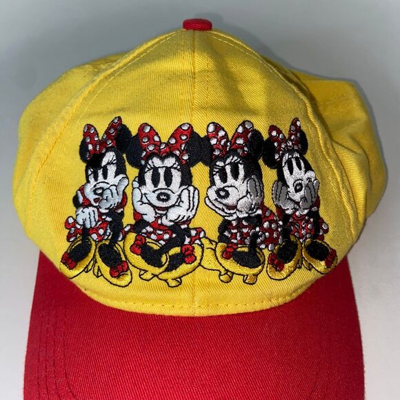 Walt Disney World Minnie Mouse Hat Cap Strap Back Kids 3-7 Logo Red & Yellow - Picture 4 of 8